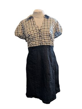 AE City SzXL Black and White Gingham W/ Stretch Denim Pencil Skirt Dress